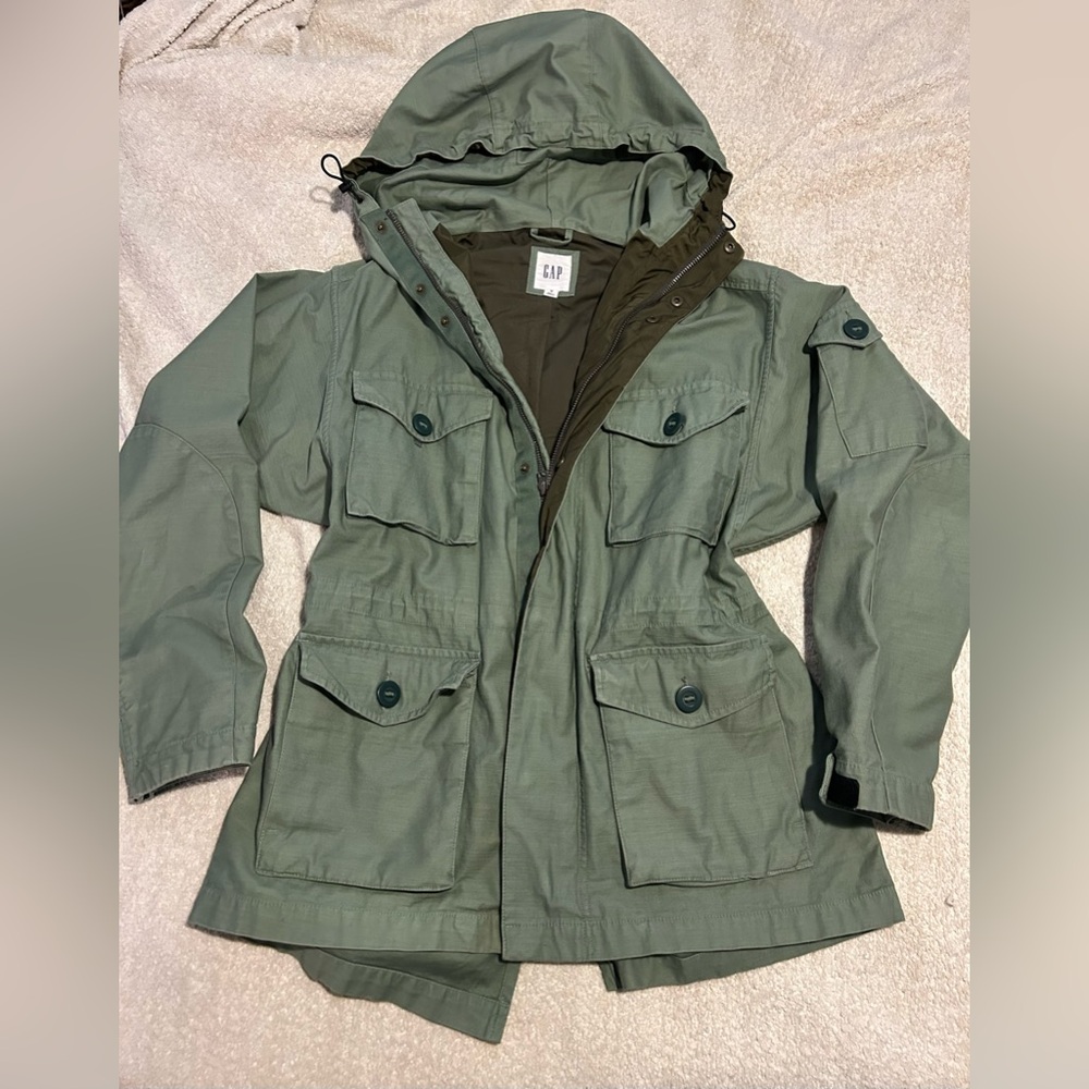 Like New GAP Olive Heavyweight Canvas Military Utility Field Jacket Men Unisex - Picture 8 of 16